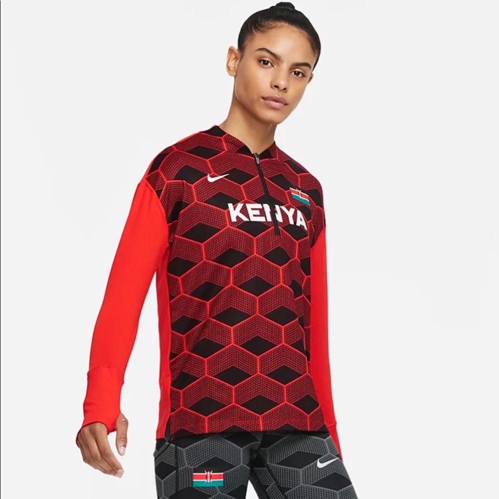 Nike Women's Kenya Element Half-Zip Top Color Rood One large / One ex large